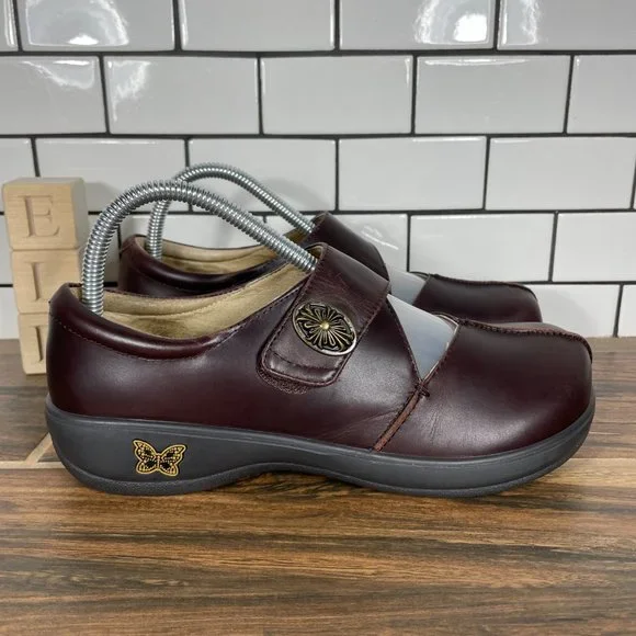 Alegria Kaitlyn Womens Size EU 38 Shoes Gravy Pull Up Leather Mary Jane Clogs - Picture 3 of 16